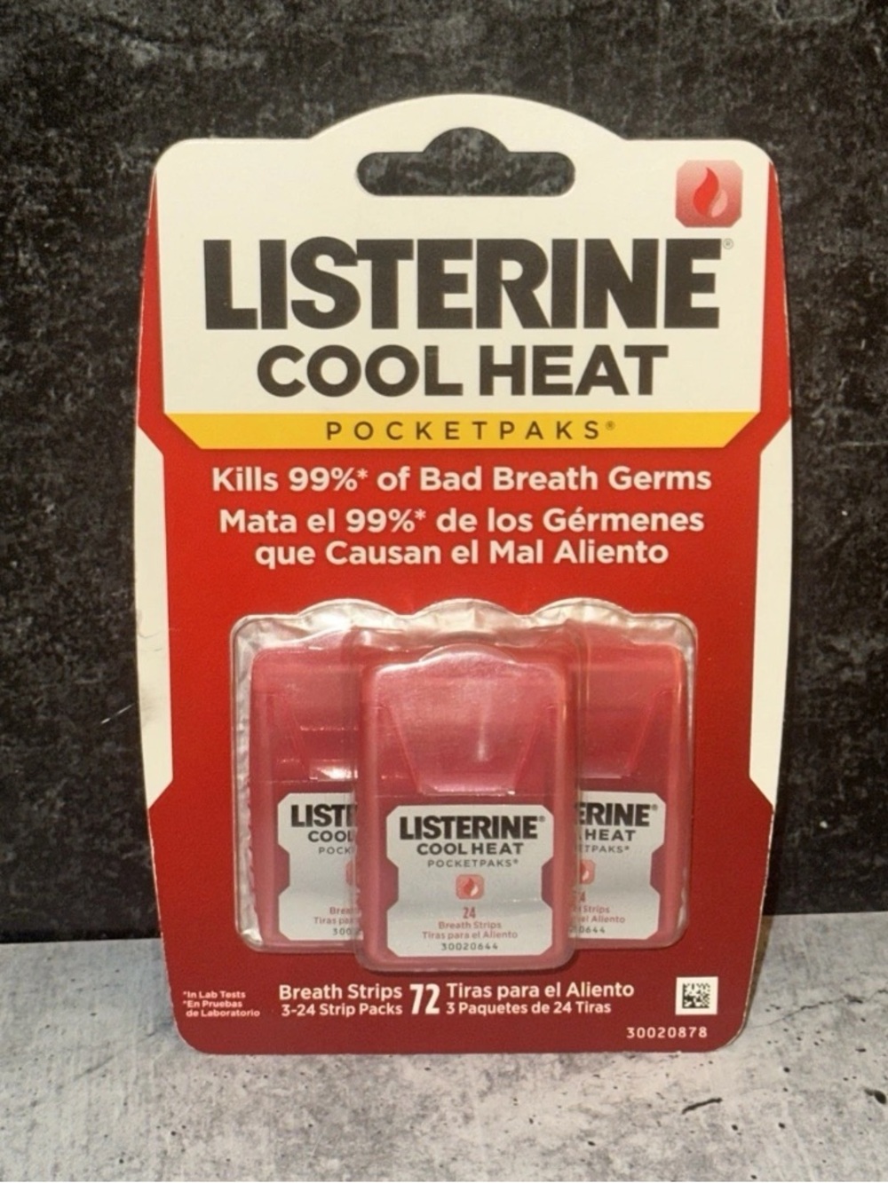 Listerine COOL HEAT PocketPaks Cinnamon Breath Strips 3 pack =72 strip total HTF